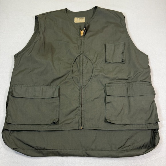 6-H-Brand By Zandra Vest Men Green Utility Workwear‎ Vintage 70s Talon Zipper - Picture 1 of 9